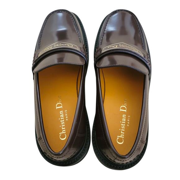 Christian Dior Boy Brown Brushed Calfskin Logo Loafers 36.5 6.5 - Authenticated - Picture 6 of 12